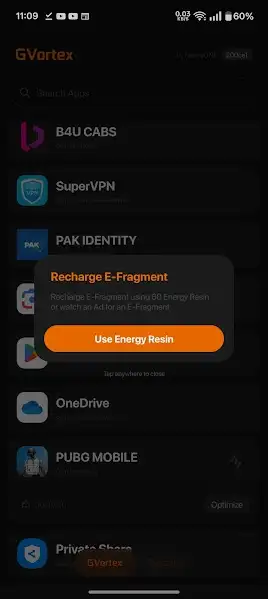 Screenshot of GVR Game Booster Gaming Mode